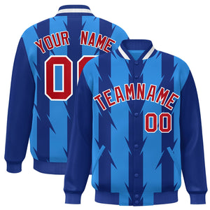 Custom Powder Blue Powder Blue Varsity Full-Snap Blade Pattern Raglan Sleeves Letterman Baseball Jacket