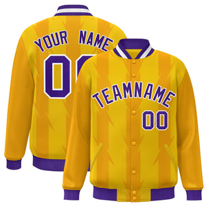 Custom Gold Gold Varsity Full-Snap Blade Pattern Raglan Sleeves Letterman Baseball Jacket