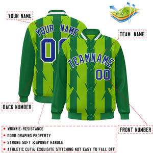 Custom Neon Green Neon Green Varsity Full-Snap Blade Pattern Raglan Sleeves Letterman Baseball Jacket