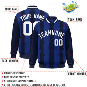 Custom Royal Royal Varsity Full-Snap Blade Pattern Raglan Sleeves Letterman Baseball Jacket