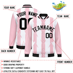 Custom White White Varsity Full-Snap Blade Pattern Raglan Sleeves Letterman Baseball Jacket