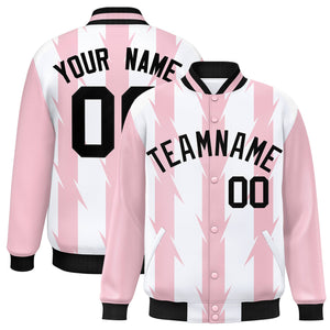 Custom White White Varsity Full-Snap Blade Pattern Raglan Sleeves Letterman Baseball Jacket