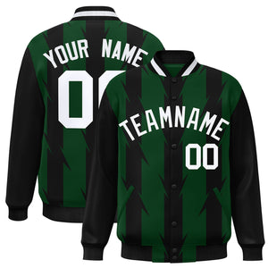 Custom Green Green Varsity Full-Snap Blade Pattern Raglan Sleeves Letterman Baseball Jacket