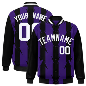 Custom Purple Purple Varsity Full-Snap Blade Pattern Raglan Sleeves Letterman Baseball Jacket