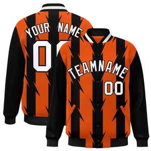 Custom Orange Orange Varsity Full-Snap Blade Pattern Raglan Sleeves Letterman Baseball Jacket