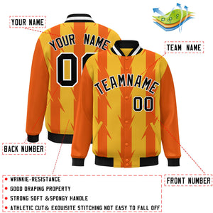 Custom Gold Gold Varsity Full-Snap Blade Pattern Raglan Sleeves Letterman Baseball Jacket