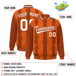 Custom Orange Orange Varsity Full-Snap Blade Pattern Raglan Sleeves Letterman Baseball Jacket