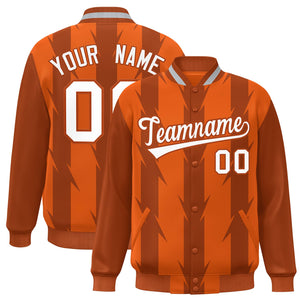 Custom Orange Orange Varsity Full-Snap Blade Pattern Raglan Sleeves Letterman Baseball Jacket