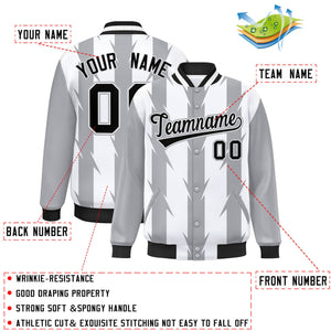 Custom White White Varsity Full-Snap Blade Pattern Raglan Sleeves Letterman Baseball Jacket