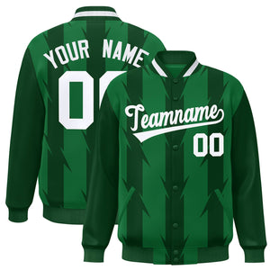 Custom Kelly Green Kelly Green Varsity Full-Snap Blade Pattern Raglan Sleeves Letterman Baseball Jacket