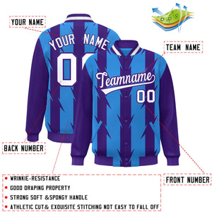 Custom Powder Blue Powder Blue Varsity Full-Snap Blade Pattern Raglan Sleeves Letterman Baseball Jacket