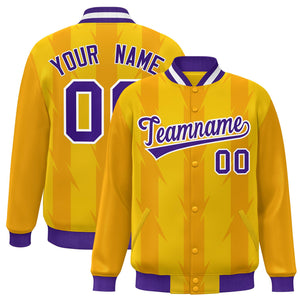 Custom Gold Gold Varsity Full-Snap Blade Pattern Raglan Sleeves Letterman Baseball Jacket