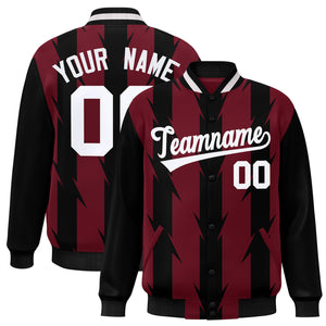 Custom Crimson Crimson Varsity Full-Snap Blade Pattern Raglan Sleeves Letterman Baseball Jacket