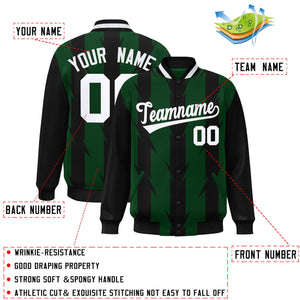 Custom Green Green Varsity Full-Snap Blade Pattern Raglan Sleeves Letterman Baseball Jacket