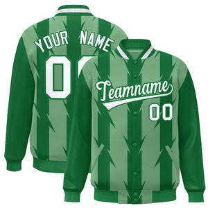 Custom Green Green Varsity Full-Snap Blade Pattern Raglan Sleeves Letterman Baseball Jacket