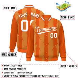 Custom Orange Orange Varsity Full-Snap Blade Pattern Raglan Sleeves Letterman Baseball Jacket