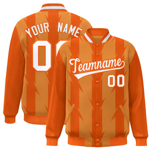 Custom Orange Orange Varsity Full-Snap Blade Pattern Raglan Sleeves Letterman Baseball Jacket