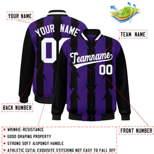 Custom Purple Purple Varsity Full-Snap Blade Pattern Raglan Sleeves Letterman Baseball Jacket