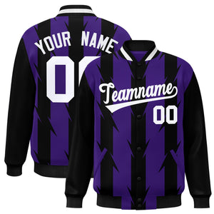 Custom Purple Purple Varsity Full-Snap Blade Pattern Raglan Sleeves Letterman Baseball Jacket