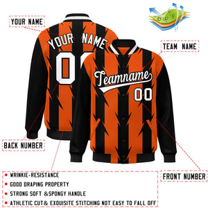 Custom Orange Orange Varsity Full-Snap Blade Pattern Raglan Sleeves Letterman Baseball Jacket