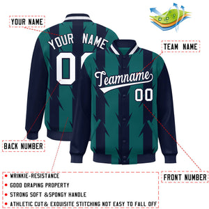 Custom Aqua Aqua Varsity Full-Snap Blade Pattern Raglan Sleeves Letterman Baseball Jacket