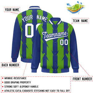 Custom Green Green Varsity Full-Snap Blade Pattern Raglan Sleeves Letterman Baseball Jacket