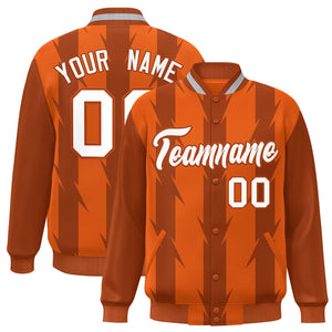 Custom Orange Orange Varsity Full-Snap Blade Pattern Raglan Sleeves Letterman Baseball Jacket