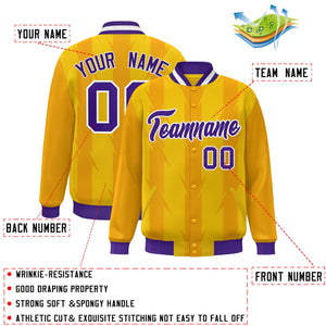 Custom Gold Gold Varsity Full-Snap Blade Pattern Raglan Sleeves Letterman Baseball Jacket