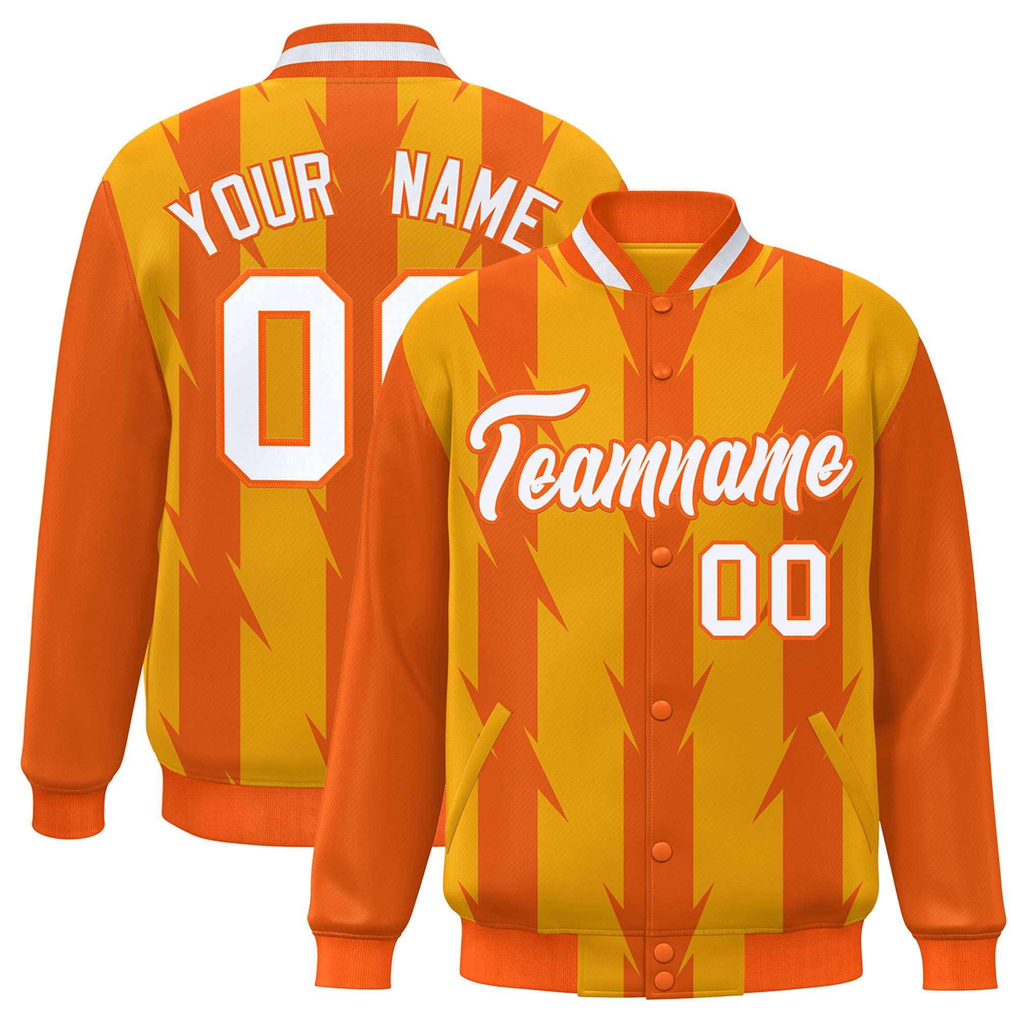 Custom Yellow Yellow Varsity Full-Snap Blade Pattern Raglan Sleeves Letterman Baseball Jacket