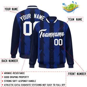 Custom Royal Royal Varsity Full-Snap Blade Pattern Raglan Sleeves Letterman Baseball Jacket