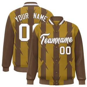 Custom Old Gold Old Gold Varsity Full-Snap Blade Pattern Raglan Sleeves Letterman Baseball Jacket