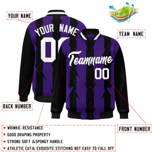 Custom Purple Purple Varsity Full-Snap Blade Pattern Raglan Sleeves Letterman Baseball Jacket