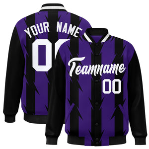 Custom Purple Purple Varsity Full-Snap Blade Pattern Raglan Sleeves Letterman Baseball Jacket