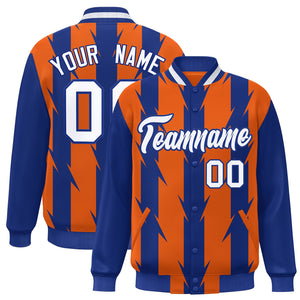 Custom Orange Orange Varsity Full-Snap Blade Pattern Raglan Sleeves Letterman Baseball Jacket