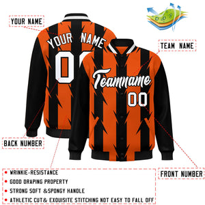 Custom Orange Orange Varsity Full-Snap Blade Pattern Raglan Sleeves Letterman Baseball Jacket