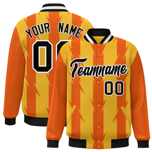 Custom Gold Gold Varsity Full-Snap Blade Pattern Raglan Sleeves Letterman Baseball Jacket