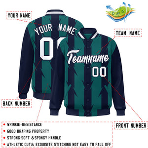 Custom Aqua Aqua Varsity Full-Snap Blade Pattern Raglan Sleeves Letterman Baseball Jacket