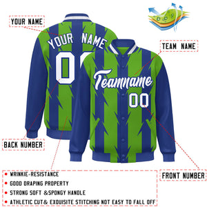 Custom Green Green Varsity Full-Snap Blade Pattern Raglan Sleeves Letterman Baseball Jacket