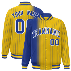 Custom Gold Royal Gradient Varsity Full-Snap Pinstripe Letterman Baseball Jacket