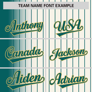 Custom Cream Aqua Gradient Varsity Full-Snap Pinstripe Letterman Baseball Jacket