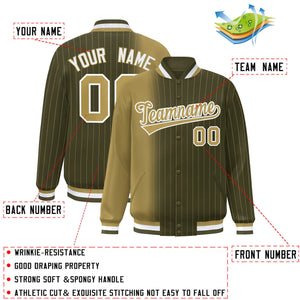 Custom Olive Desert Yellow Gradient Varsity Full-Snap Pinstripe Letterman Baseball Jacket