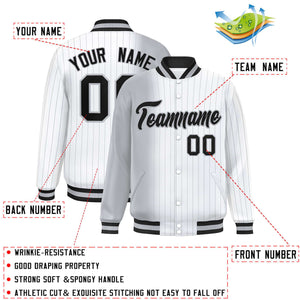 Custom White Gray Gradient Varsity Full-Snap Pinstripe Letterman Baseball Jacket