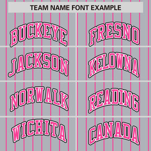 Custom Gray Pink Raglan Sleeves Varsity Full-Snap Pinstripe Letterman Baseball Jacket