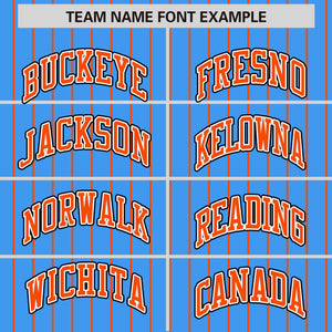 Custom Powder Blue Orange Raglan Sleeves Varsity Full-Snap Pinstripe Letterman Baseball Jacket