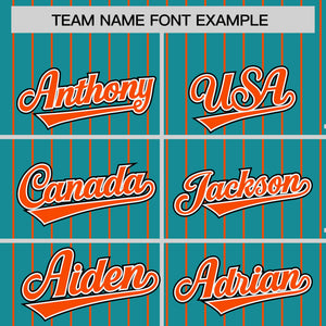 Custom Aqua Orange Raglan Sleeves Varsity Full-Snap Pinstripe Letterman Baseball Jacket