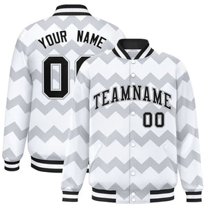 Custom White Varsity Full-Snap Ripple Color Block Letterman Jacket