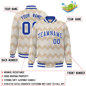 Custom Cream Varsity Full-Snap Ripple Color Block Letterman Jacket