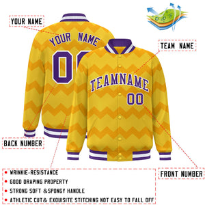 Custom Gold Varsity Full-Snap Ripple Color Block Letterman Jacket