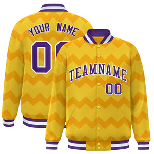 Custom Gold Varsity Full-Snap Ripple Color Block Letterman Jacket