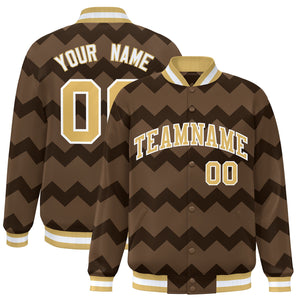 Custom Light Brown Varsity Full-Snap Ripple Color Block Letterman Jacket